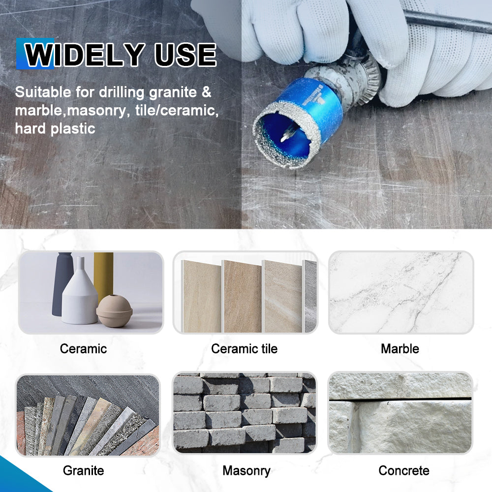 BRSCHNITT 18pcs Triangle Shank Diamond Dry Core Drill Bit Set 6-100mm with Tile Blade for Porcelain Tile