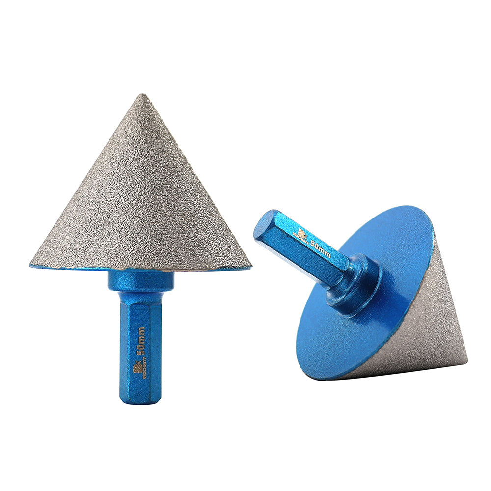 BRSCHNITT Diamant-Abschrägungsfräser, vakuumgelötet, 1 Stück, Durchmesser 20/35/50/82 mm, zum Vergrößern und Formen der Abschrägung vorhandener Löcher, Porzellan, Keramik, Fliesen, Marmor