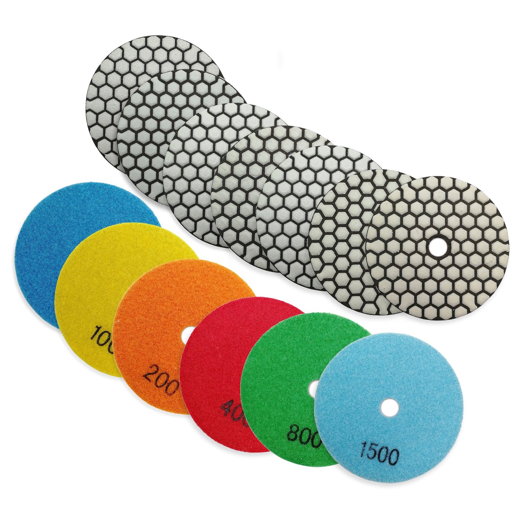 BRSCHNITT DDiamond Dry Polishing Pads 4" 7pcs/set Polishing Granite Marble Ceramic Artifical Stone Sanding Disc