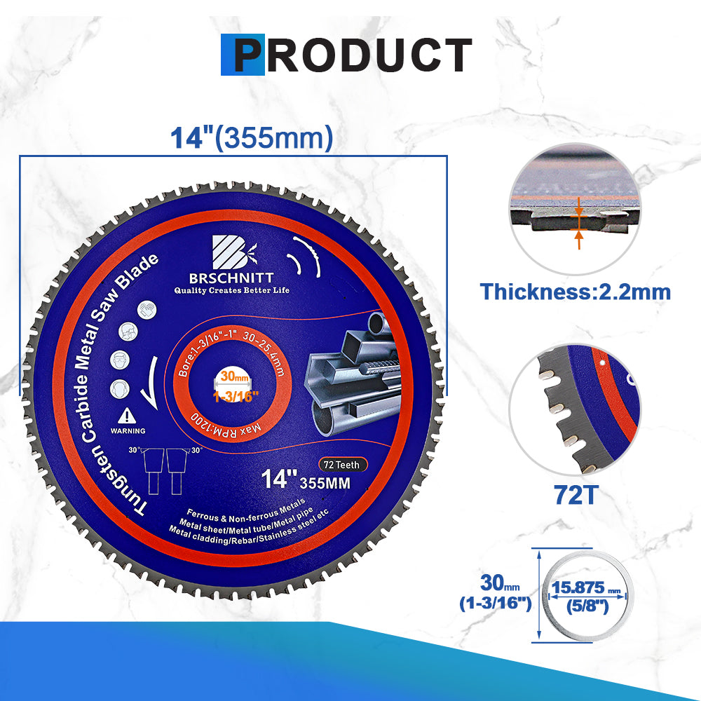 BRSCHNITT TCT Circular Saw Blade 165-365mm for Metal Pipe Cutting Stainless Steel Ferrous Materials