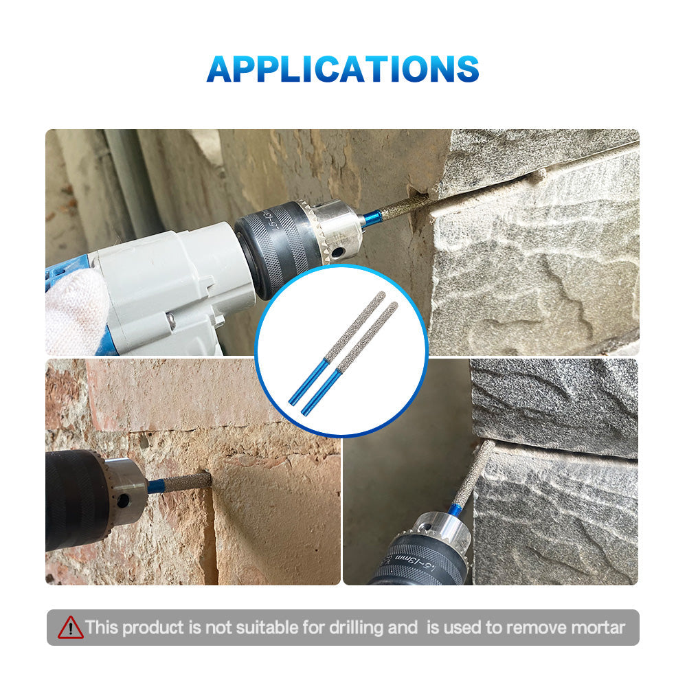 BRSCHNITT 2pcs Round Shank Diamond Mortar Raking Bit 7.2mm for Mortar Joint Granite Marble Concrete Vacuum Brazed