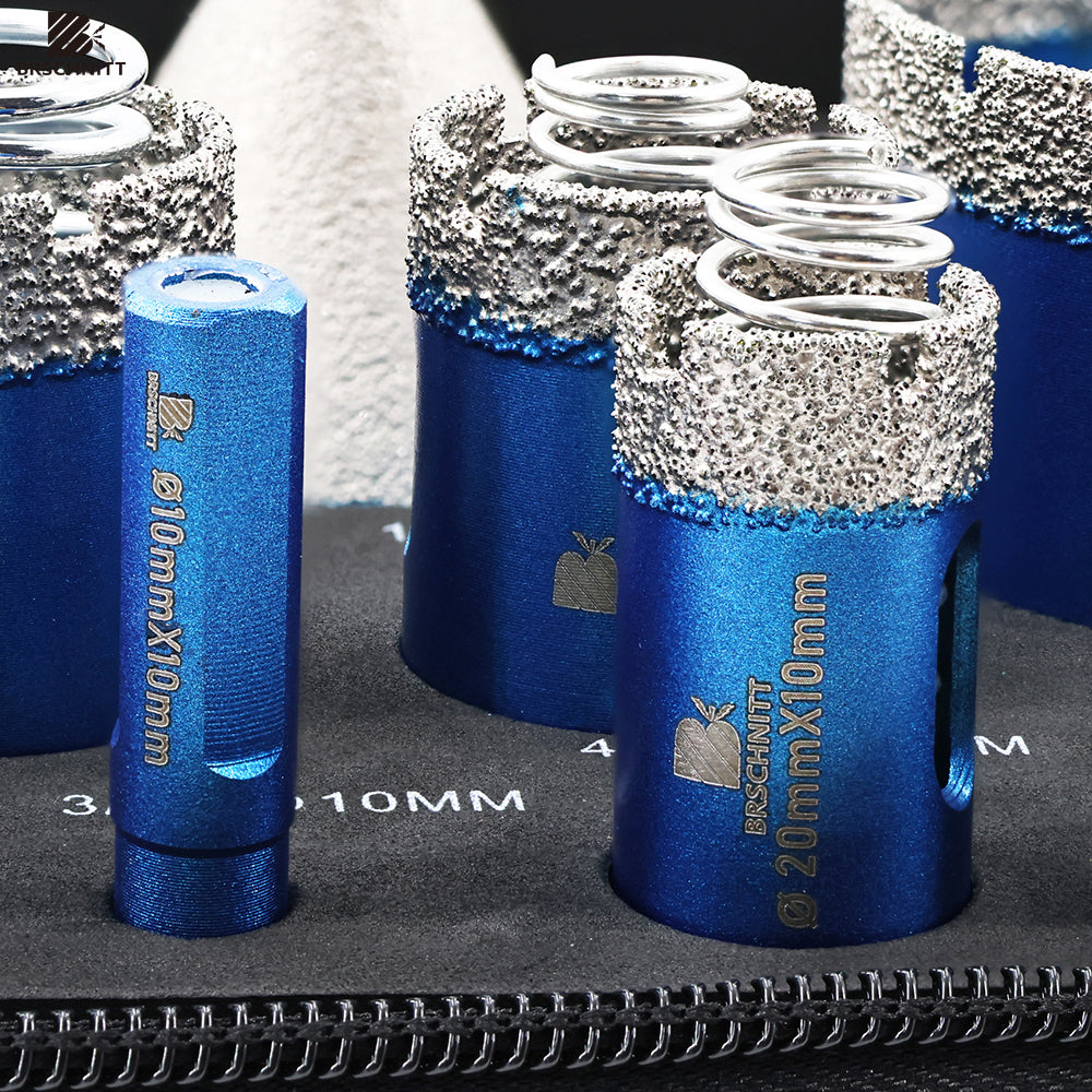BRSCHNITT 11pcs Hex Shank Diamond Core Drill Bit Set 6-65mm Hole Saw with Spring for Ceramic Tile Marble