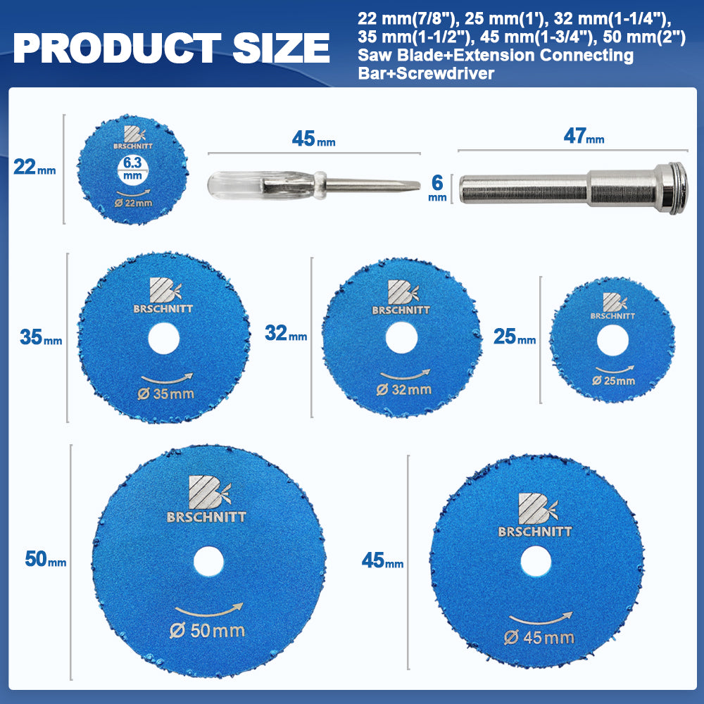 BRSCHNITT 6pcs/Set Mini Saw Blade Wood Cutting Disc for Wood Plastic Rubber Diamond Disc Dia 22/25/32/35/45/50mm