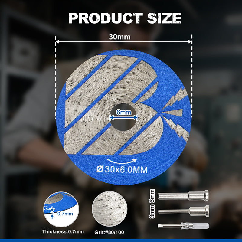 BRSCHNITT 5pcs Diamond Saw Blade Set 30-50mm Sintered Continuous Rim Cutting Disc for Tile Porcelain Ceramic