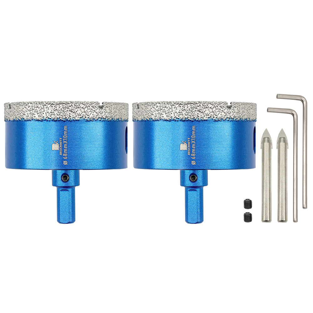 BRSCHNITT 1/2/3 Stück 20–68 mm vakuumgelöteter Bohrer mit Dreieckschaft und Positionsbohrer für Keramikfliesen, Marmor, Granit