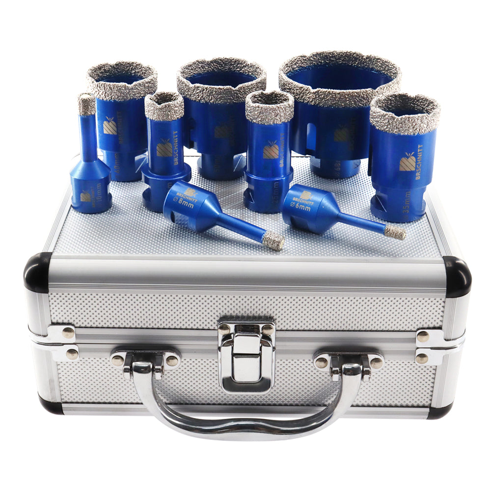 BRSCHNITT 6-68MM 10pcs/set Diamond Drill Bits Kit M14 Core Bits 125MM X Mesh Turbo Cutting Dics for Ceramic Tile Porcelain Tile Marble Granite