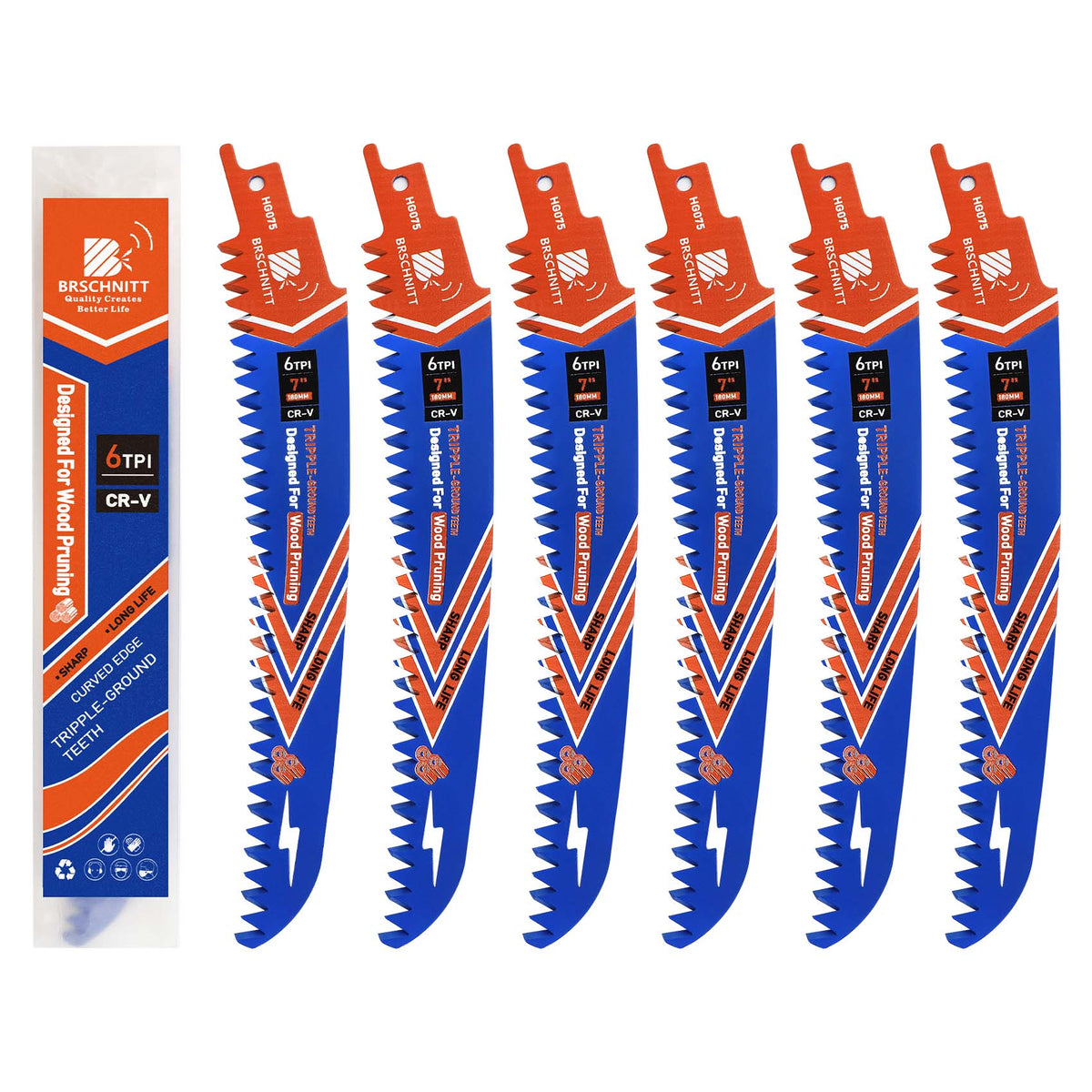 BRSCHNITT Japanese Tooth Reciprocating Saw Blade 180-380mm for Tree Trimming Wood Plastic Pipe