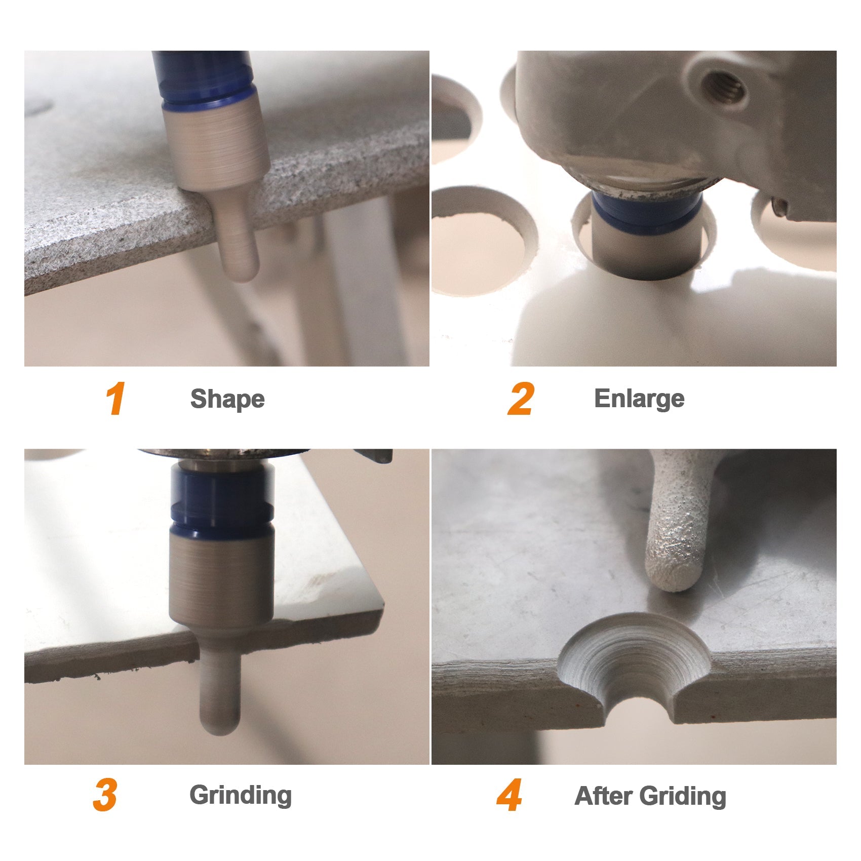 BRSCHNITT M14& 5/8"-11 Thread Diamond Milling Finger Bit for Tile Porcelain Marble Hole Enlarging Grinding