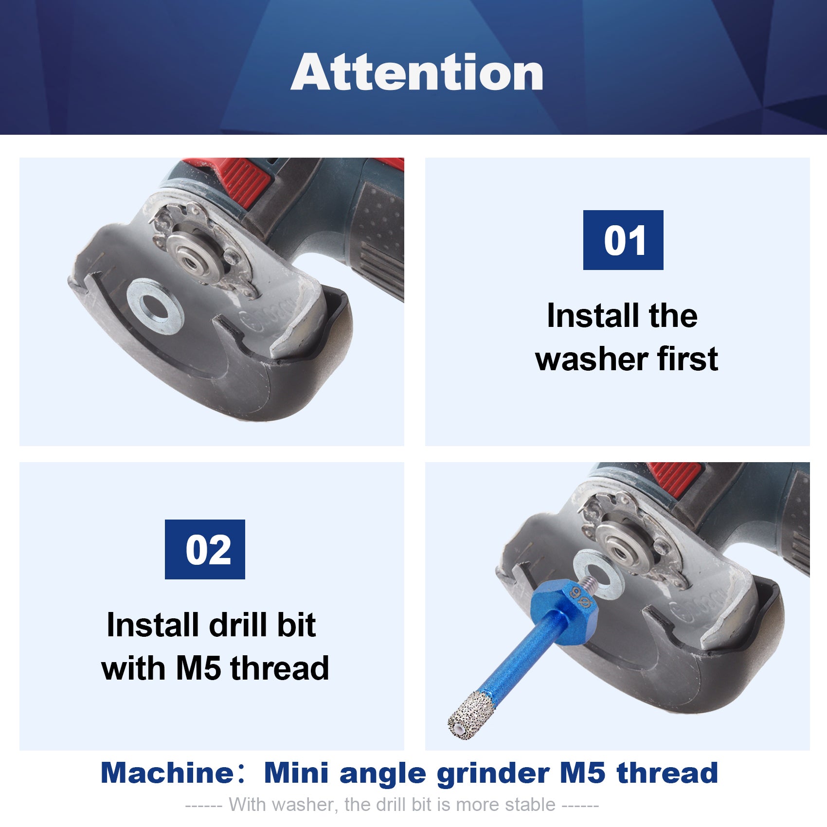BRSCHNITT M5 Thread Diamond Dry Core Drill Bit 5-10mm for Porcelain Tile Granite Marble Vacuum Brazed
