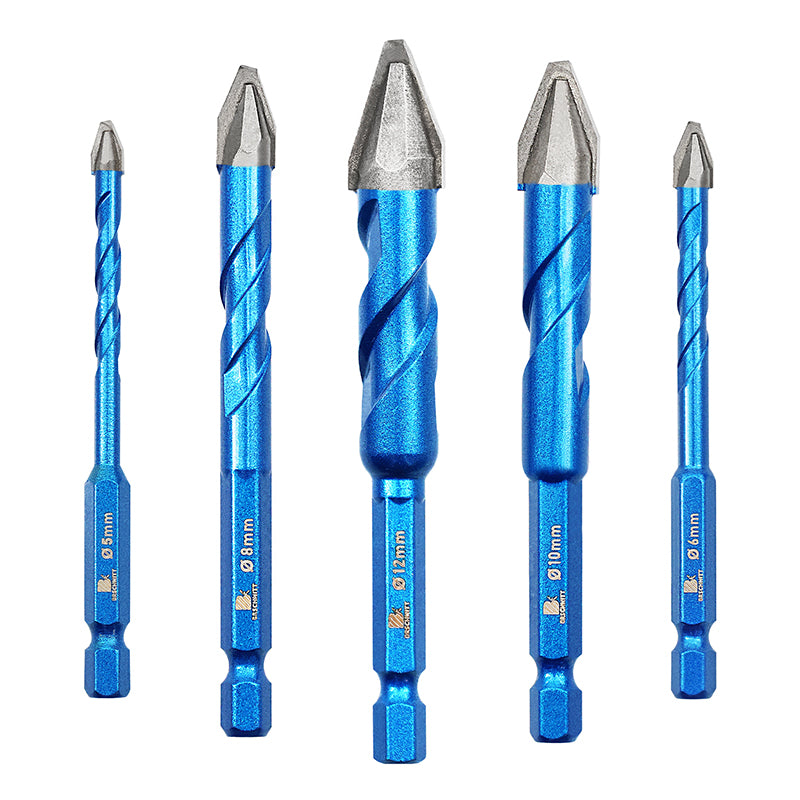 BRSCHNITT Carbide Tip Quick Shank Drill Bit Set 5-12mm for Wood Marble Plastic