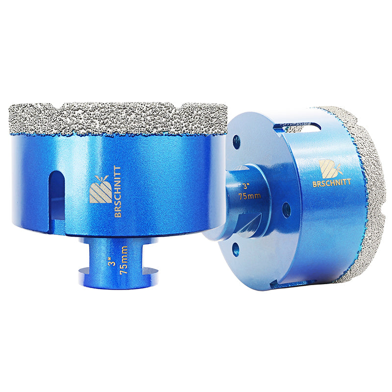 BRSCHNITT 5/8"-11 Thread Diamond Dry & Wet Hole Saw 1/4"-6" for Ceramic Porcelain Vacuum Brazed