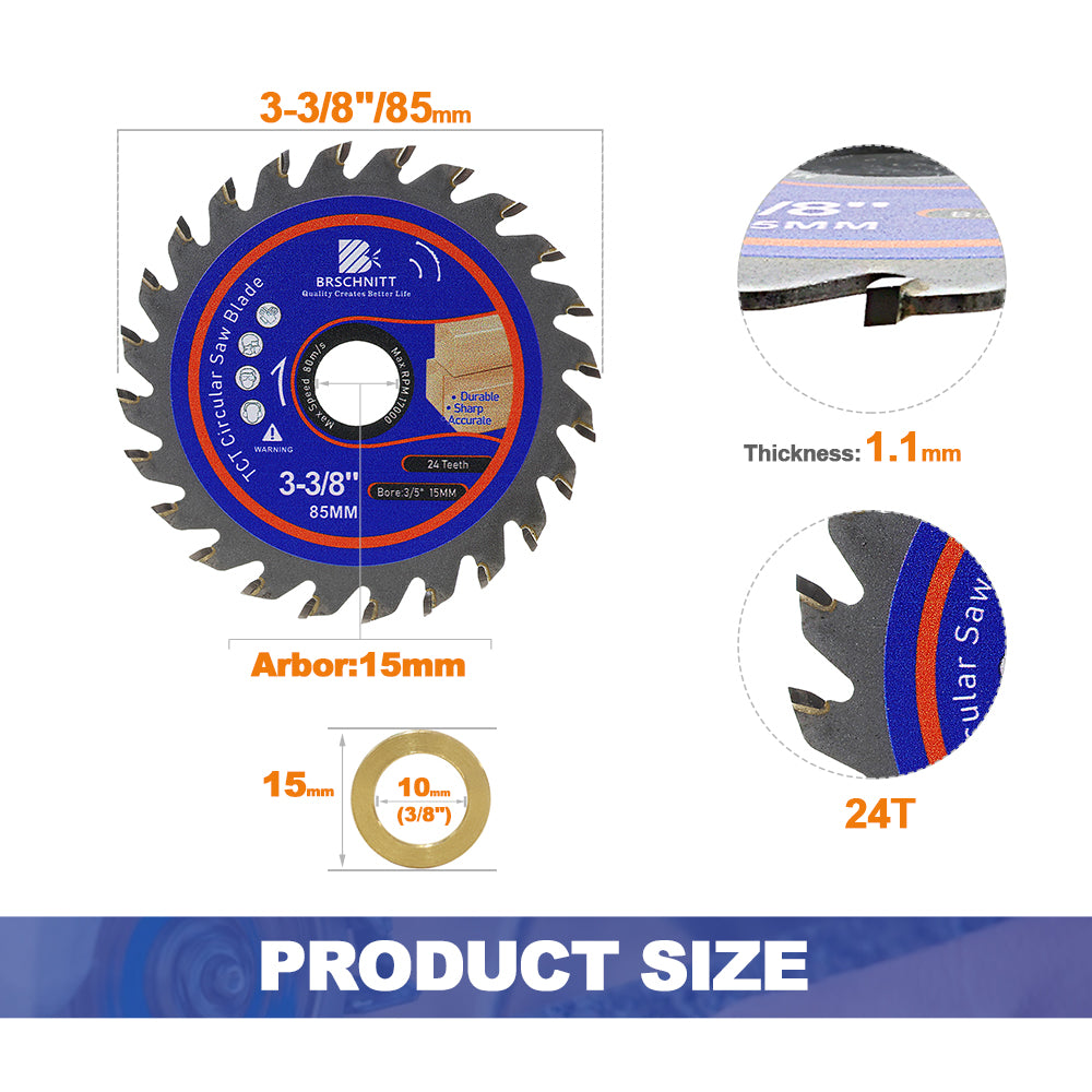 BRSCHNITT 3-3/8'' TCT Saw Blade Carbide Cutting of Wood Plastics PVC