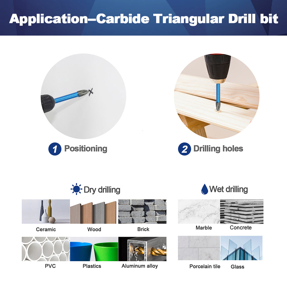 BRSCHNITT Triangle Shank Diamond Core Drill Bit Set 10pcs 6-10mm Dry Drilling for Porcelain Tile Granite Marble