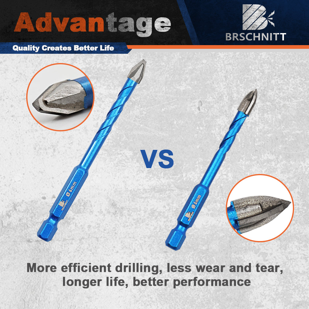 BRSCHNITT Quick Change Shank Carbide Eccentric Drill Bit Set 5-12mm for Porcelain Tile Ceramic Marble