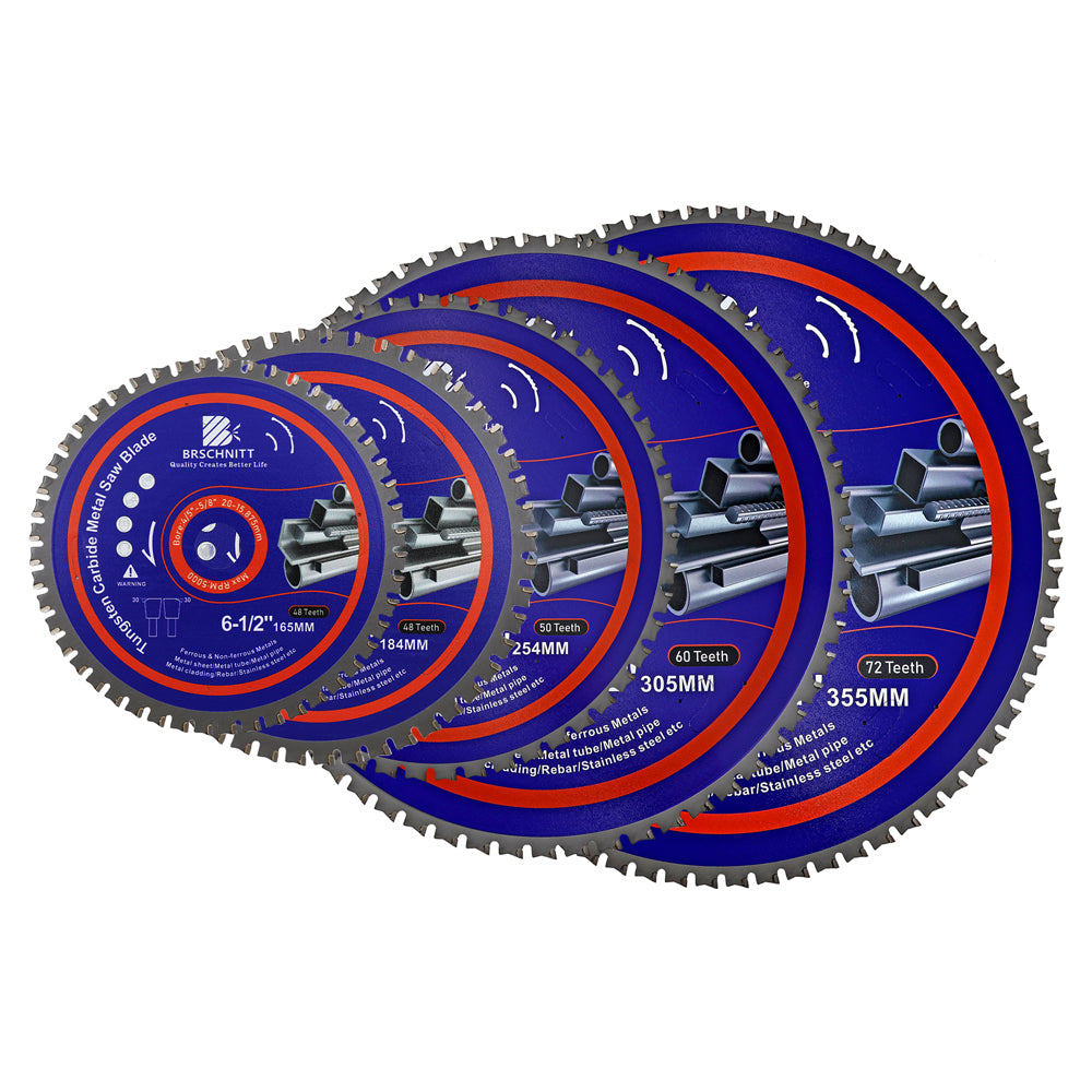 BRSCHNITT 1/3/5pcs 165-365mm Metal Cutting Circular Saw Blade Tungsten Carbide Tipped TCT Saw Blades for Steel Stainless Steel Nickel Titanium Ferrous Metals Steel Pipe