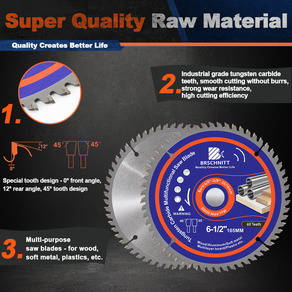BRSCHNITT TCT Circular Saw Blade 85-216mm Carbide Tipped for Wood Aluminum Plastic