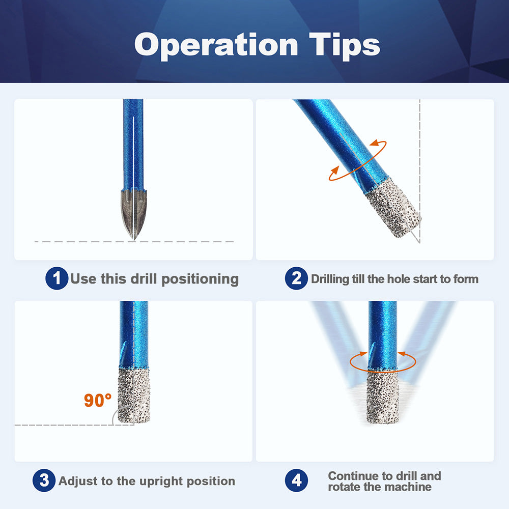 BRSCHNITT Dry Diamond Hole Saw Set 10pcs 6-10mm with Carbide Drill Bits for Porcelain Tile Ceramic Stone