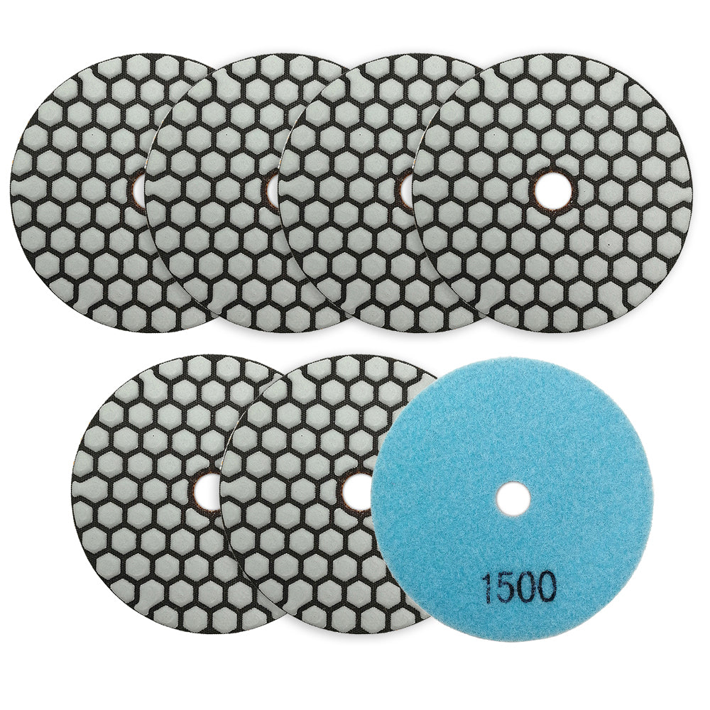 BRSCHNITT 7pcs Diamond Dry Polishing Pads 4" for Granite Marble Stone Edge Polishing
