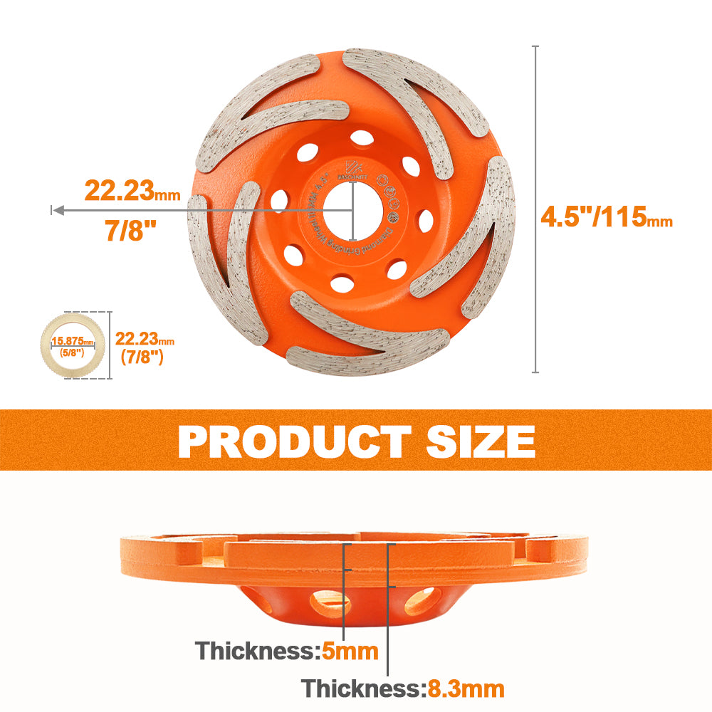 BRSCHNITT 4.5inch 115mm Sintering Cyclone Grinding Wheels For Concrete Masonry Hard stone Granite Marble