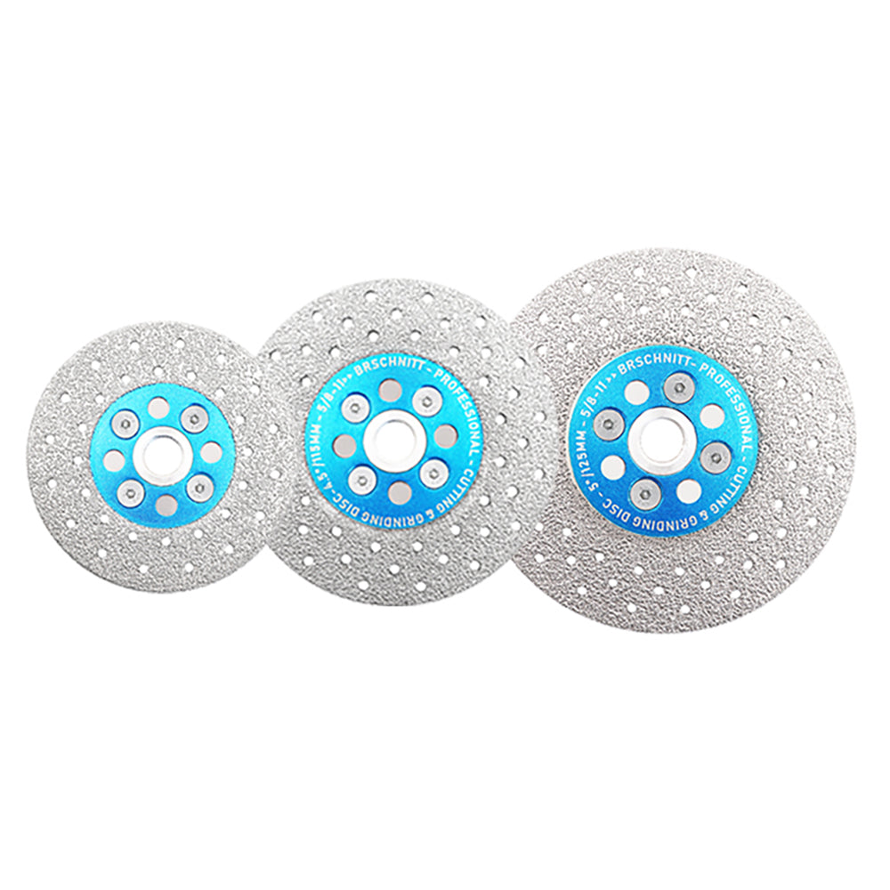 BRSCHNITT Diamond Cutting Grinding Saw Blades 1pc or 2pcs Dia 4"/4.5"/5" for Marble Granite Stone Tile Concrete Vacuum Brazed Cutting Disc 5/8"-11 Thread