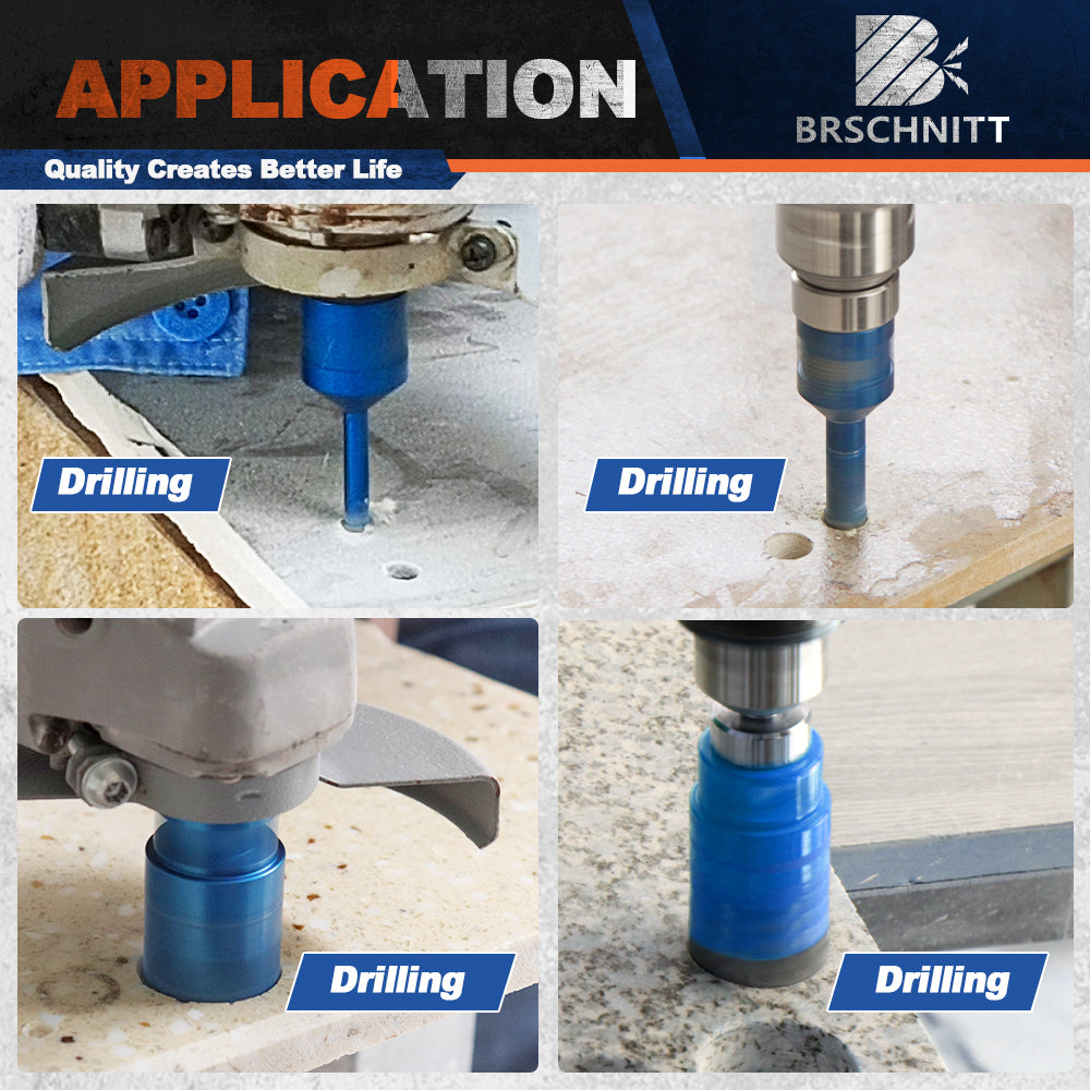 BRSCHNITT 11pcs 5/8"-11 Diamond Drill Bit Set 6-65mm with Milling & Chamfer Bits for Tile Granite Marble