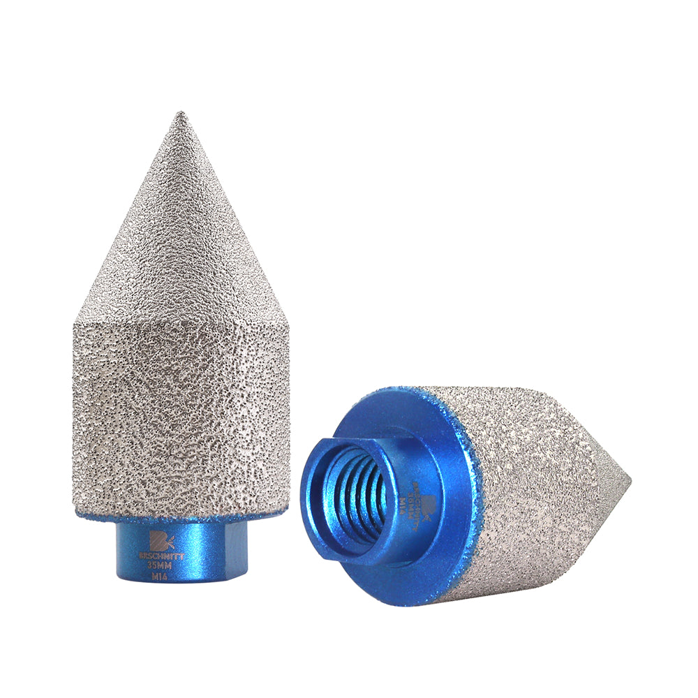 BRSCHNITT Diamant-Fasenfräser-Fingerbits, vakuumgelötet, 1 Stück oder 2 Stück, Durchmesser 35/50 mm, zum Vergrößern, Formen, Schleifen und Abschrägen von Löchern, Keramikfliesen, Granit, Marmor, 5/8"-11 oder M14
