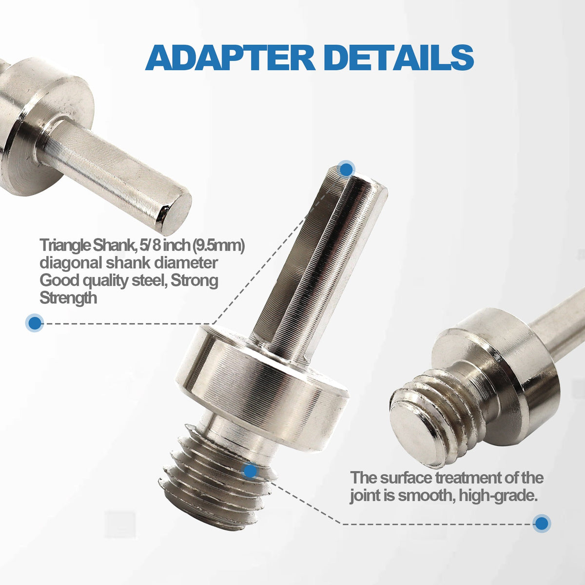 BRSCHNITT Diamond Drill Core Bit Adapter 5/8"-11 Male Thread to 3/8" Triangle Shank Converter