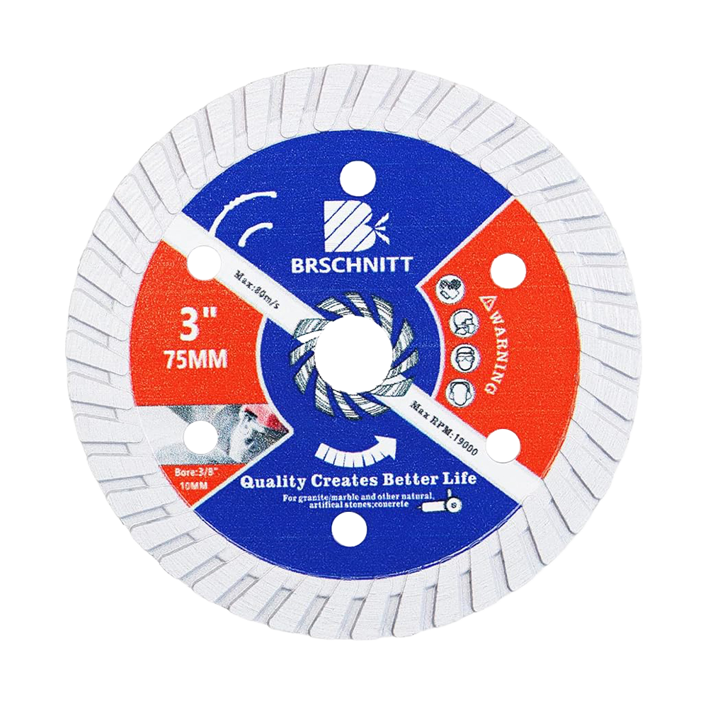 BRSCHNITT Diamant-Turboklinge für Granit und Beton, Durchmesser 7,6 cm, 10,2 cm, 11,4 cm, 17,8 cm, 23,9 cm, 25,4 cm, Granit, Marmor, Beton, Stein, heißgepresste Trennscheibe