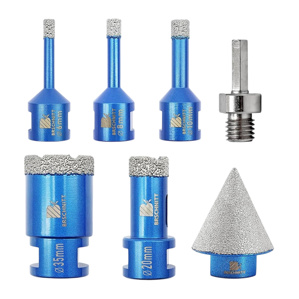 BRSCHNITT M14 Thread Diamond Drill Bit Set 6-35mm with 35mm Finger Router for Tile Porcelain Granite Marble