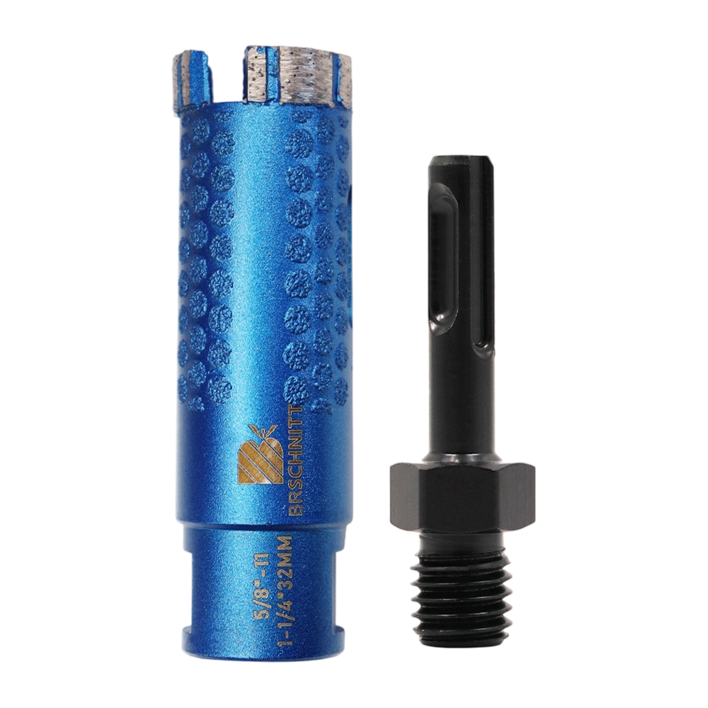 BRSCHNITT 1-1/2 Inch Laser Welded Diamond Core Drill Bit 5/8"-11 with Adapter for Granite Marble Concrete Stone