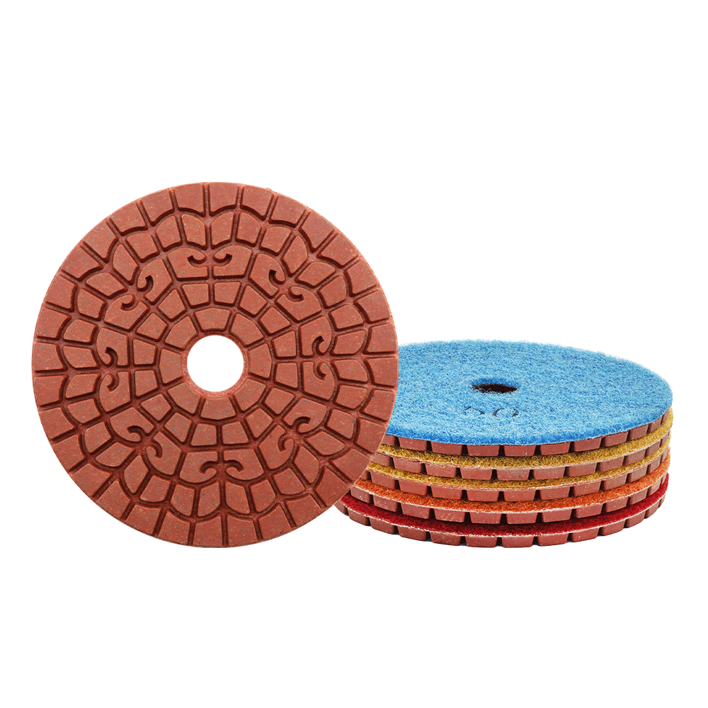BRSCHNITT 6pcs Wet Metal Grinding Disc 4” Auspicious Cloud Type for Granite Marble Stone Polishing