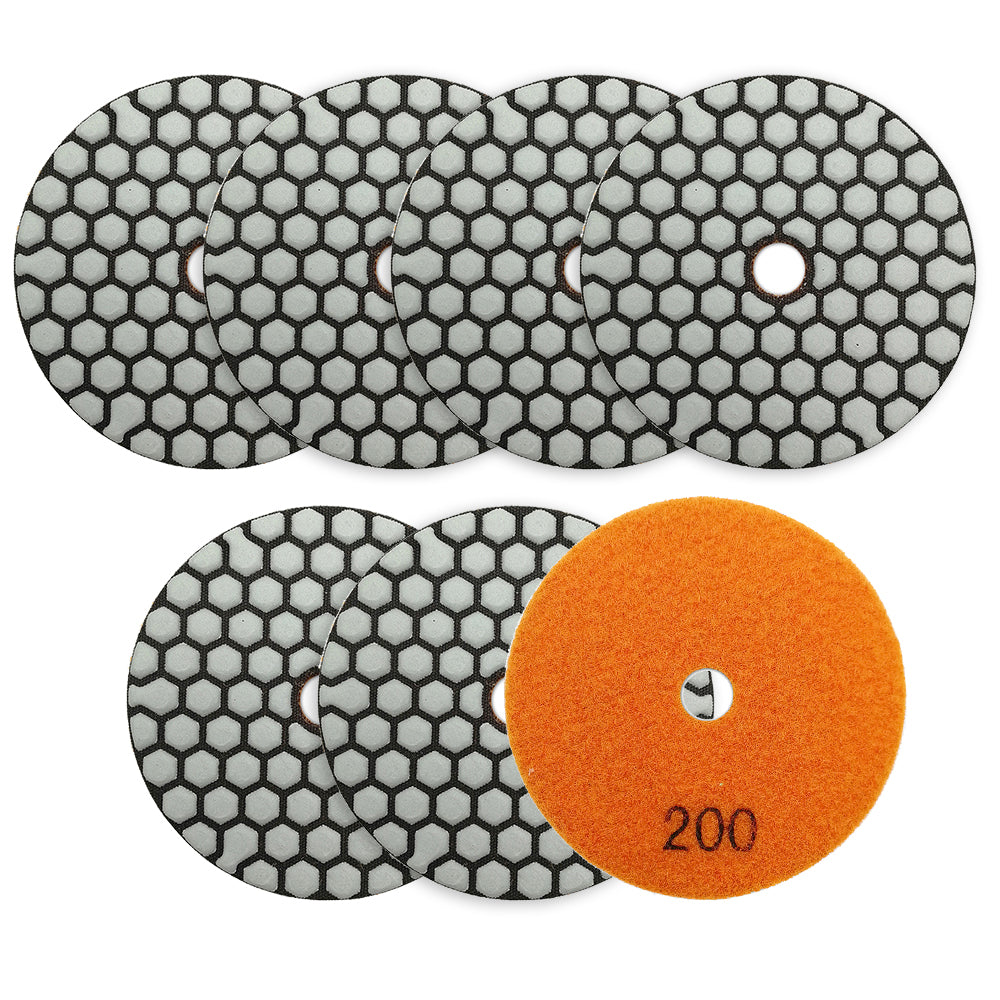 BRSCHNITT DDiamond Trockenpolierpads 4" 7 Stück/Set Polieren von Granit Marmor Keramik Kunststein Schleifscheibe