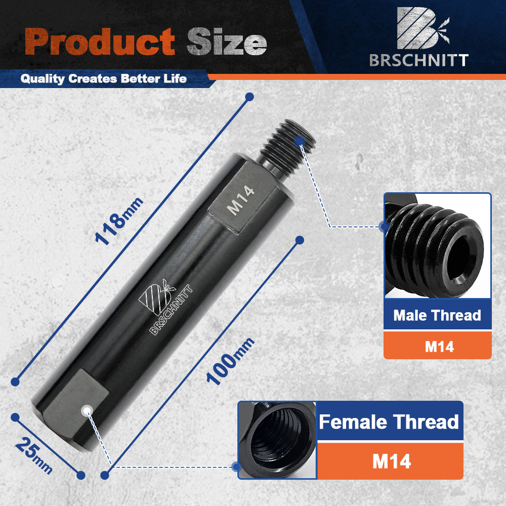 BRSCHNITT Diamond Core Drill Bit Extension M14 & 5/8"-11 Male to Female Thread