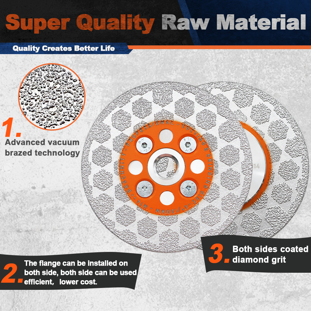 BRSCHNITT M14 & 5/8"-11 Diamond Cutting Grinding Disc 105-125mm for Granite Marble Concrete Tile