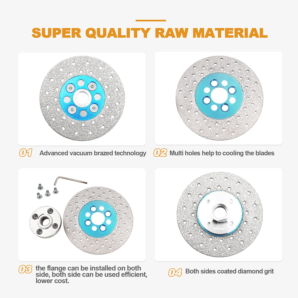 BRSCHNITT Dry & Wet 5/8"-11 Diamond Cutting Grinding Disc 100-125mm for Stone Tile Concrete Vacuum Brazed