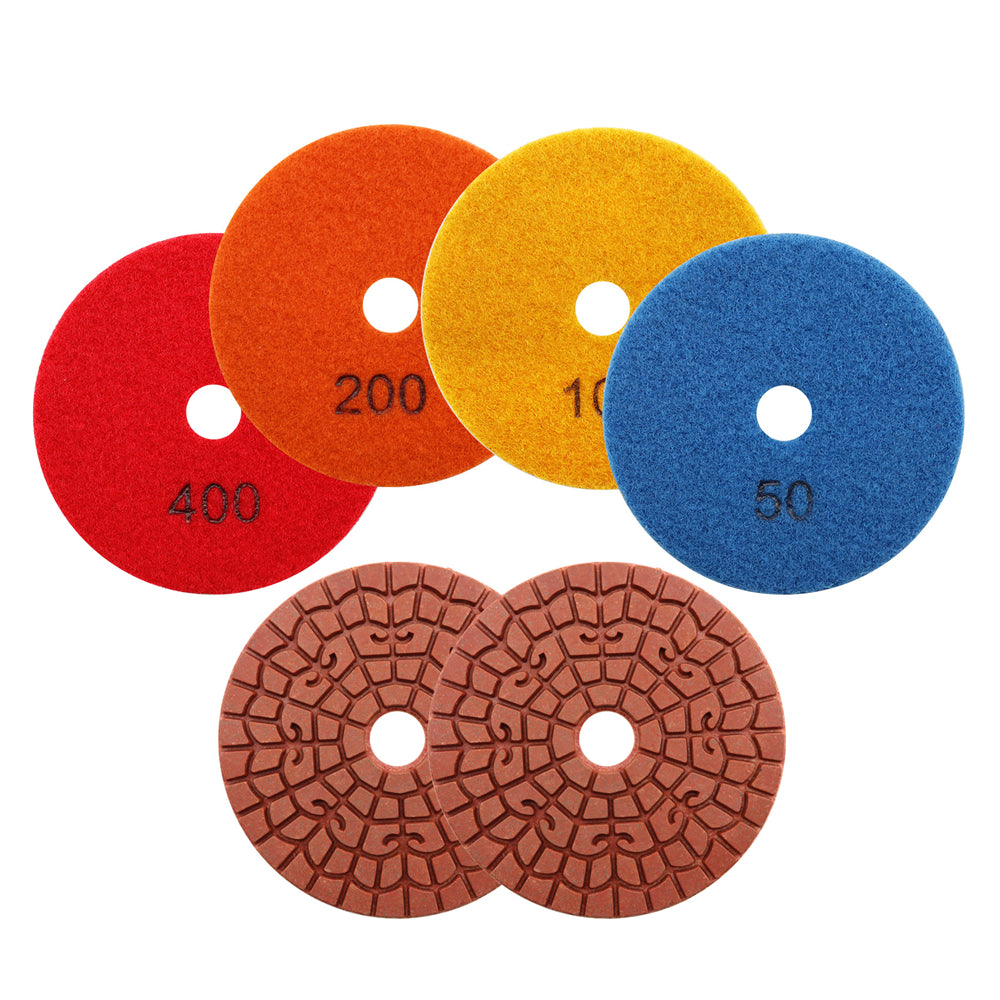 BRSCHNITT Auspicious Cloud Type Metal Wet Grinding Disc 1pc or 6pcs 4" Granite Marble Artificial Stone Polishing Pads