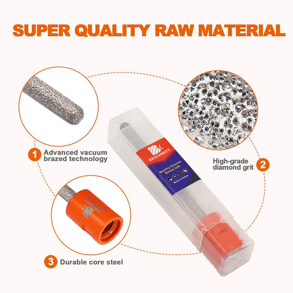 Mèche diamantée à mortier BRSCHNITT brasée sous vide, 1 ou 2 pièces de diamètre 8 mm, pour le ratissage du mortier, le pointage, le granit, la maçonnerie, la pierre, le marbre et le béton