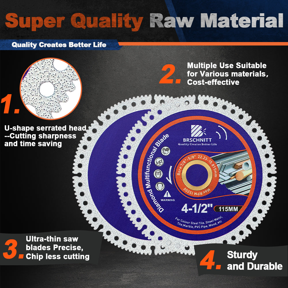 BRSCHNITT 5pcs Multifunctional Cutting Disc Set 75-115mm for Smooth Cutting Grinding Chamfering