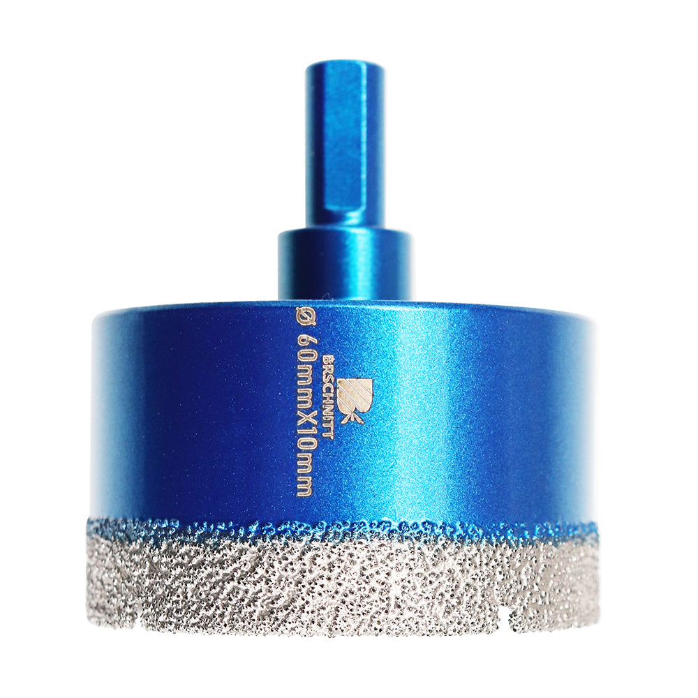 Foret diamanté BRSCHNITT brasé sous vide, 1 pièce, diamètre 6-65 mm, perçage pour céramique, marbre, granit, porcelaine, carrelage, avec scie cloche à tige triangulaire