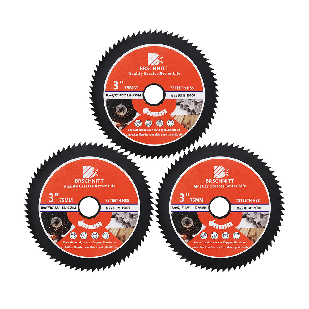 BRSCHNITT HSS Saw Blade Set 75mm Carbide Cutting Disc for Aluminum Copper Soft Metal