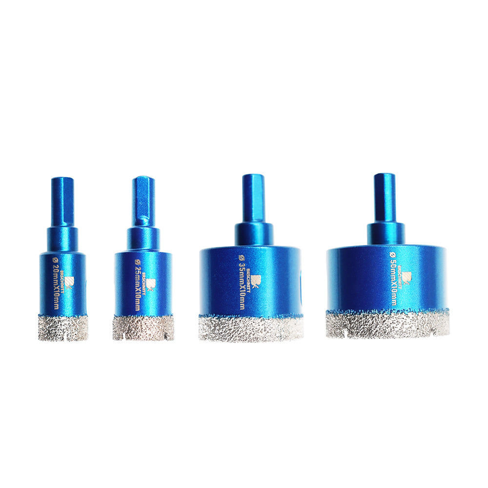 BRSCHNITT Diamant-Bohrkernbits, vakuumgelötet, 4 Stück/Set, Durchmesser 20 mm/25 mm/35 mm/50 mm, für Porzellan, Keramik, Fliesen, Granit, Marmor, Säge