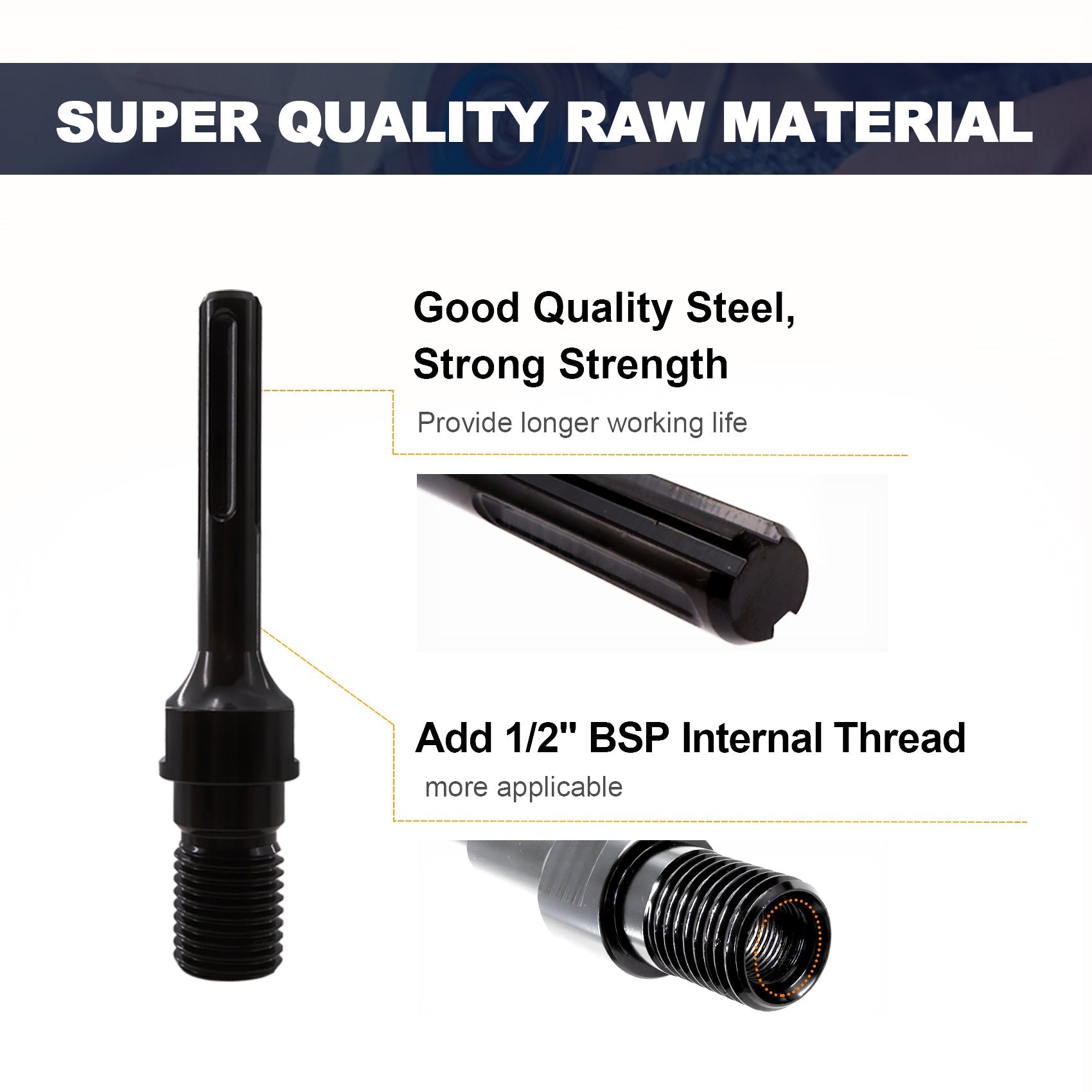 BRSCHNITT SDS MAX Adapter 1-1/4"-7 UNC Male Thread to SDS MAX Shank for Electric Hammer Drill