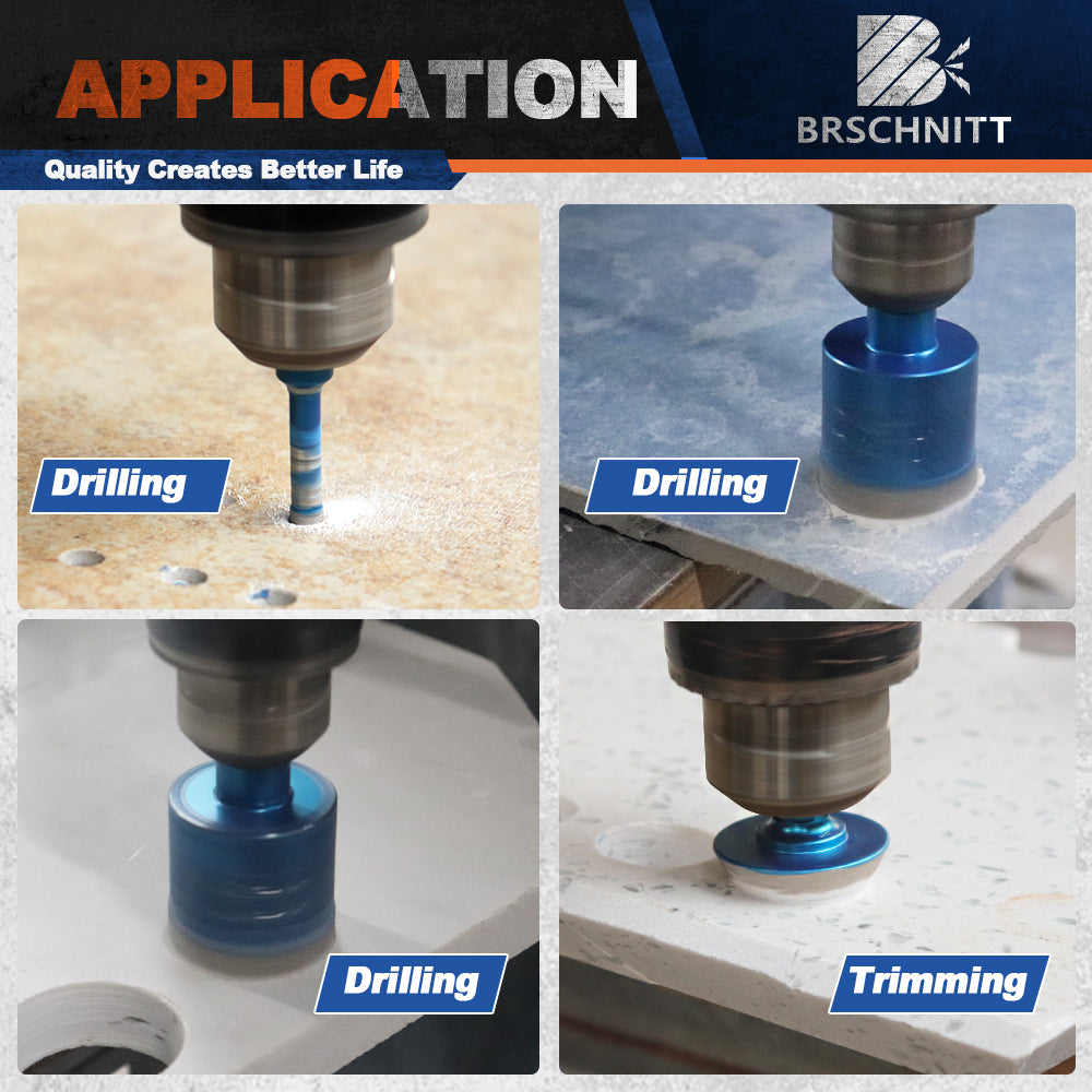BRSCHNITT 11pcs Hex Shank Diamond Core Drill Bit Set 6-65mm Hole Saw with Spring for Ceramic Tile Marble