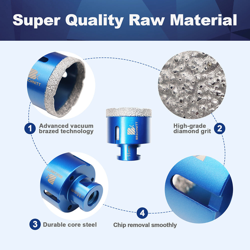 BRSCHNITT M14 Thread Diamond Dry & Wet Core Drill Bit 6-150mm for Marble Granite Vacuum Brazed