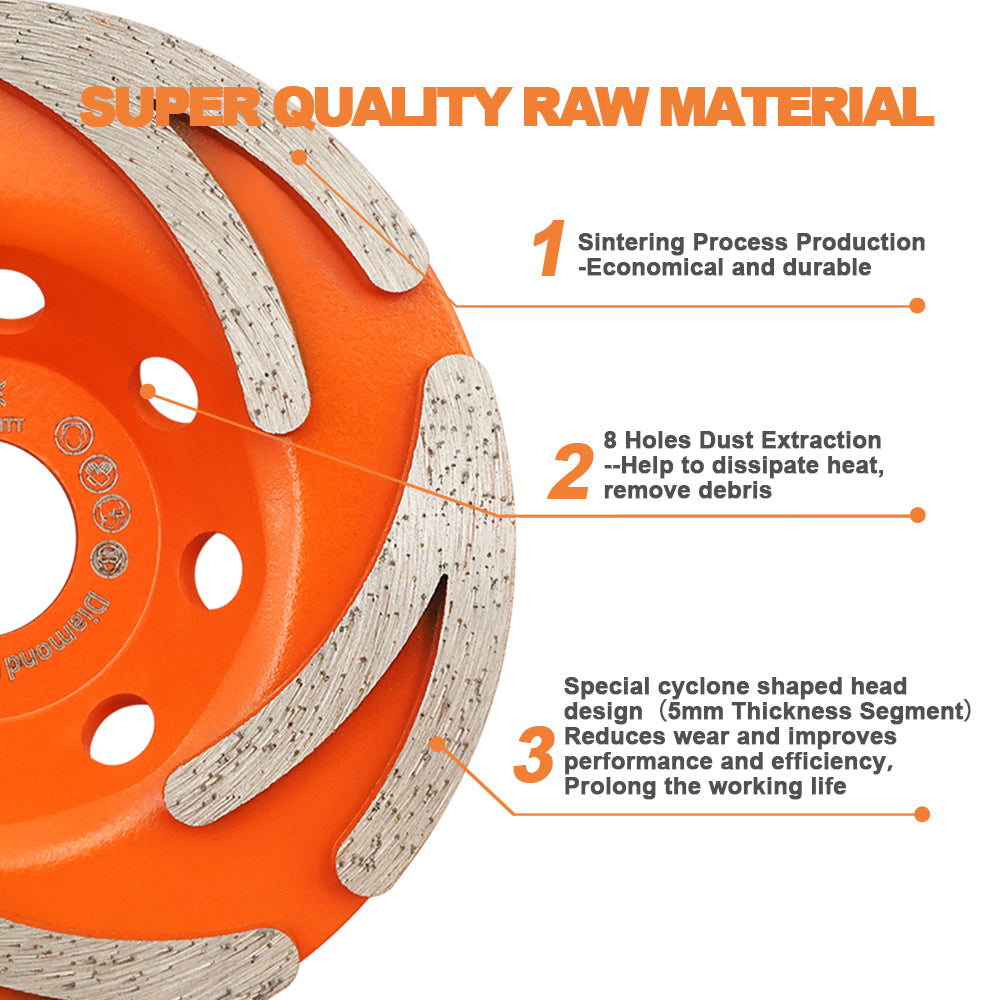 BRSCHNITT Sintered Cyclone Diamond Grinding Wheel 115mm for Concrete Masonry Granite Marble