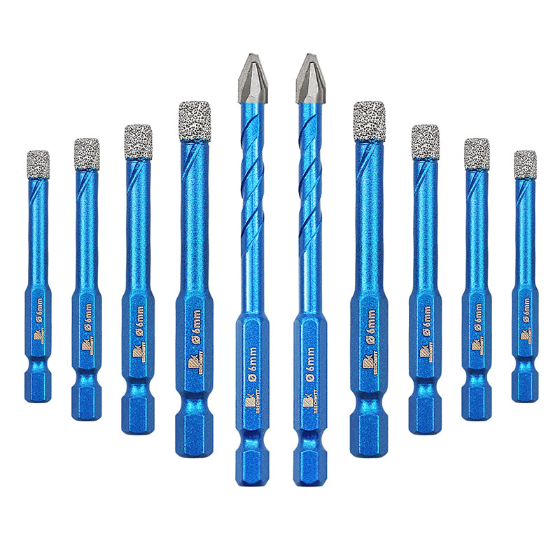 BRSCHNITT Carbide Tip Quick Shank Drill Bit Set 5-12mm for Wood Marble Plastic
