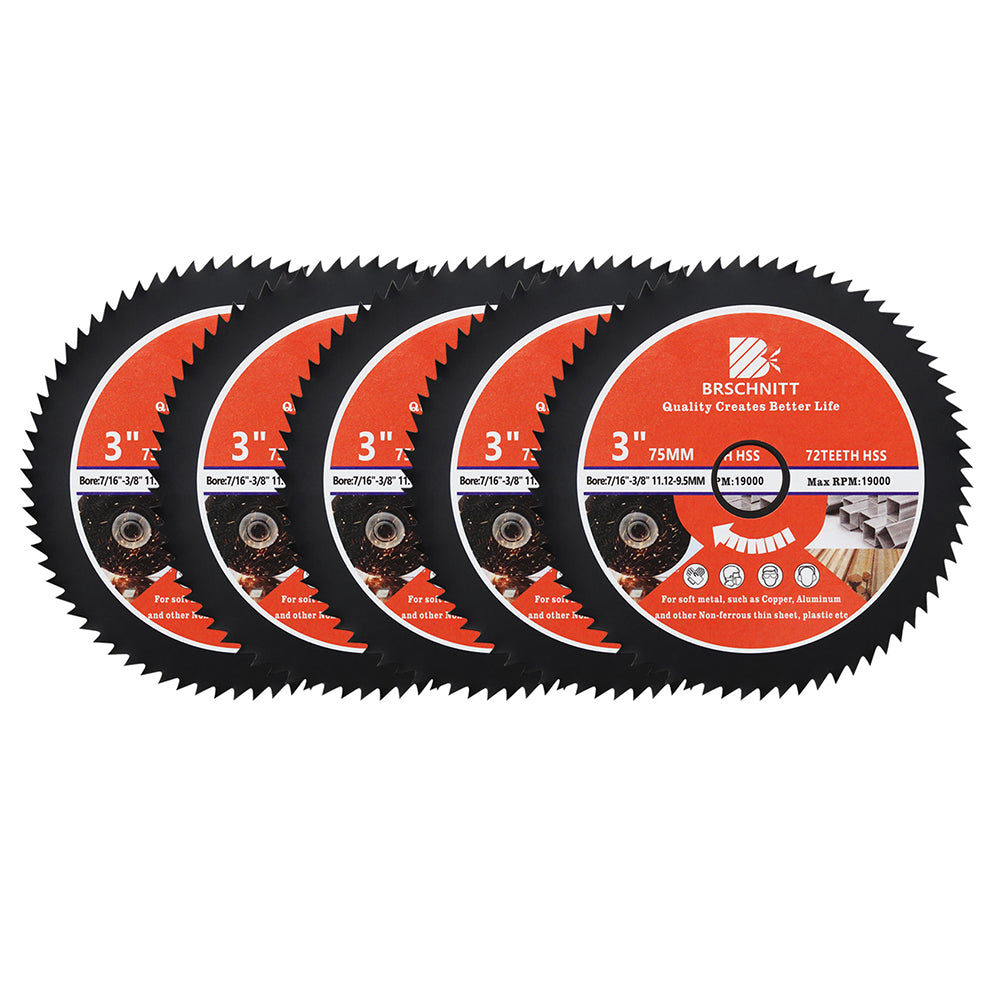 BRSCHNITT HSS Saw Blade Set 75mm Carbide Cutting Disc for Aluminum Copper Soft Metal