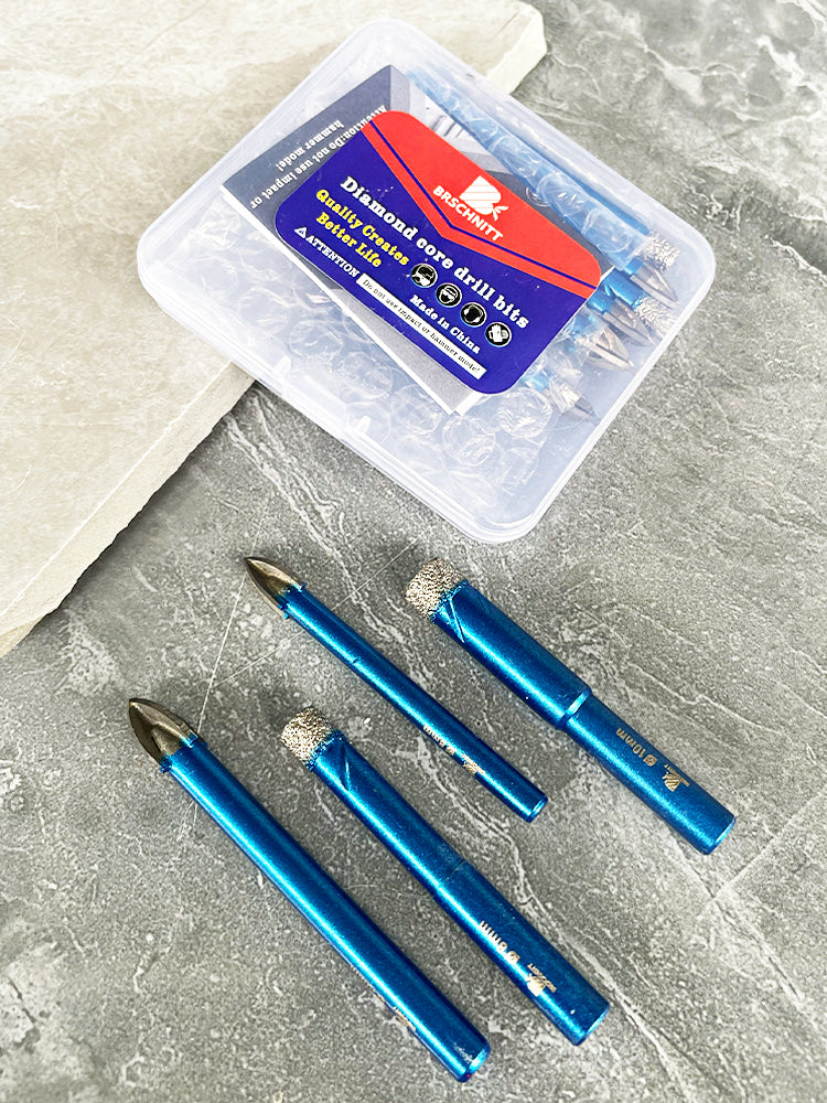 BRSCHNITT Dry Diamond Hole Saw Set 10pcs 6-10mm with Carbide Drill Bits for Porcelain Tile Ceramic Stone