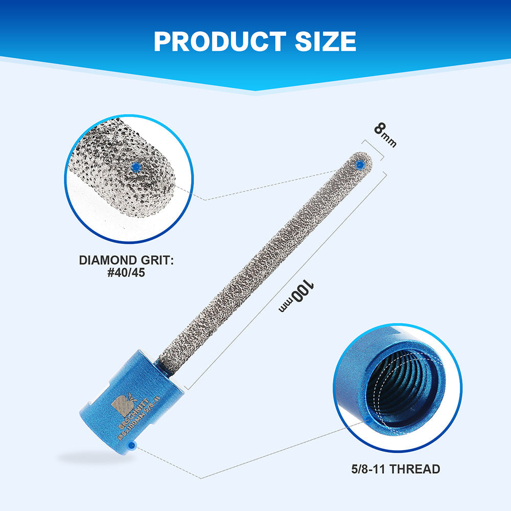 Foret diamanté pour mortier BRSCHNITT brasé sous vide, 1 pièce de diamètre 8 mm, pour le râteau à mortier, le pointage, le granit, la maçonnerie, la pierre, le marbre, le béton, la meuleuse d'angle