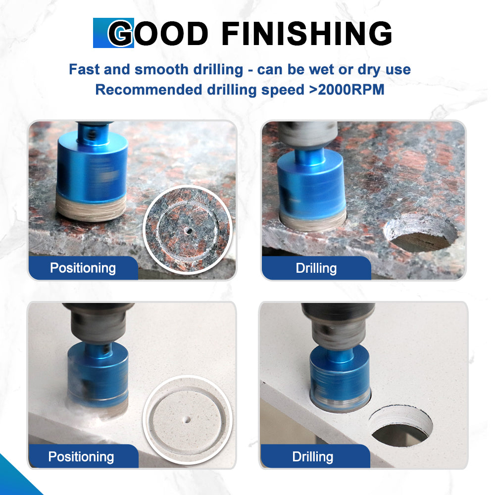 BRSCHNITT Triangle Shank Diamond Dry Hole Saw with Position Drill Bit 20-68mm for Ceramic Tile Vacuum Brazed